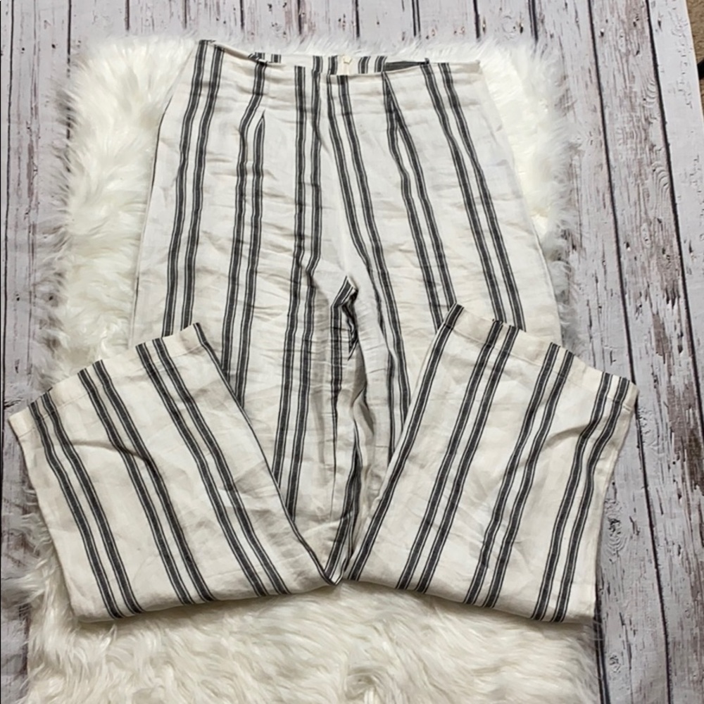 REFORMATION Linen Stripe Wide Leg Pants